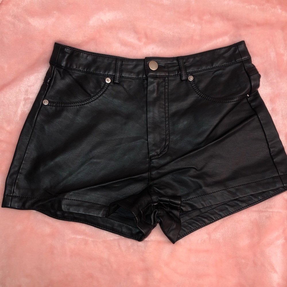 High Waisted Leather Shorts